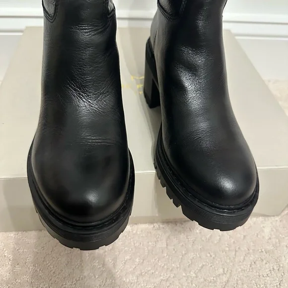 Marc Fisher Black and Cream Winter Rain Boots - Picture 2 of 9